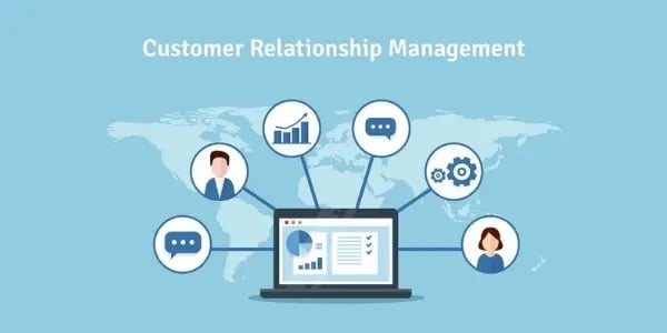 Ilustración de la gestión de relaciones con el cliente mediante un CRM.