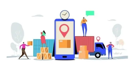 Ilustración del servicio de logística para ecommerce.