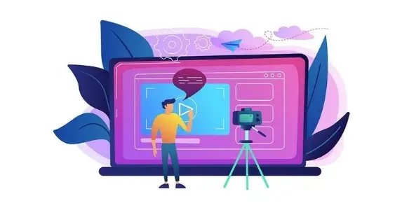 Ilustración de una persona generando contenido en formato vídeo. 3 ejemplos de Marketing de Contenidos.