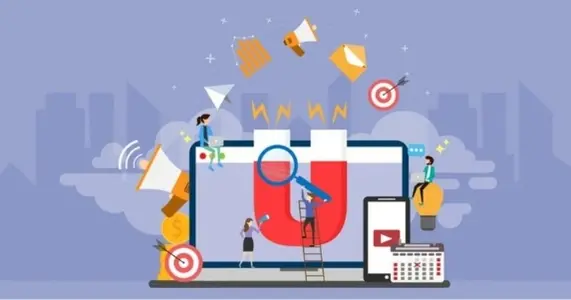 Ilustración del concepto Inbound Marketing para Ecommerce.